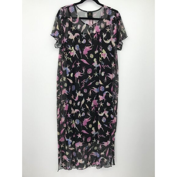 Torrid Disney The Little Mermaid Midi Mesh T-Shirt Dress Black 2X NEW - Picture 3 of 9